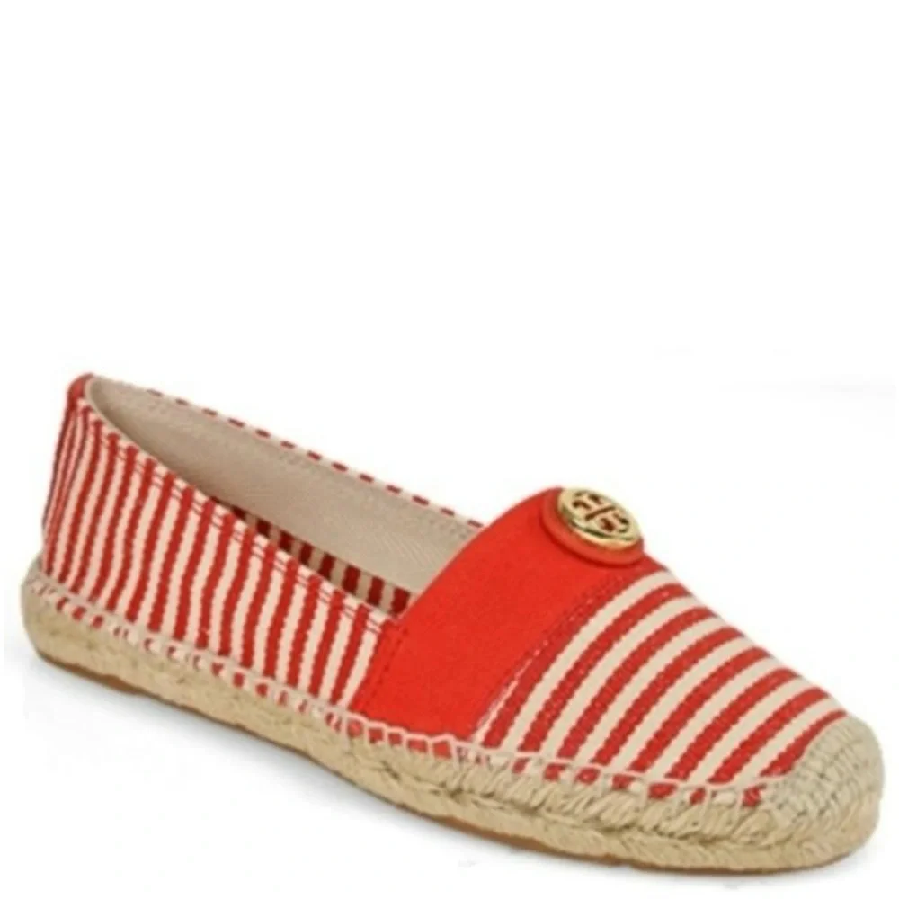 TORY BURCH Flams Red and White Espadrilles Size 11